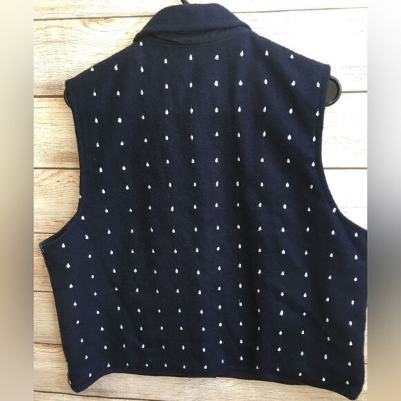 VINTAGE LIFESTYLE WOOL VEST WITH TAPESTRY WINTER SCENE IN NAVY BLUE - Picture 7 of 7